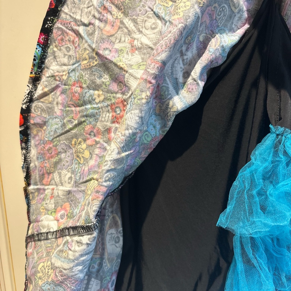 Day of the Dead Skulls Dios De Los Muertos Kid dress Size 4 blue tulle - Picture 6 of 8